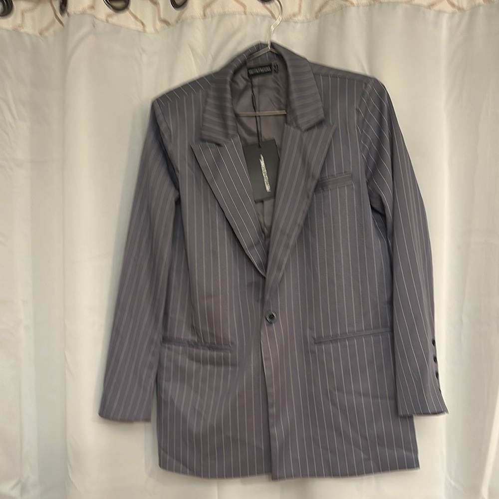 Men's Gray Pinstripe Blazer